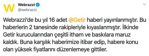 Webrazzi ise Getir'in bu açıklamasından sonra 'sponsorluk aldığı firmaları kayırma' iddiasıyla ilgili şu paylaşımı yaptı: