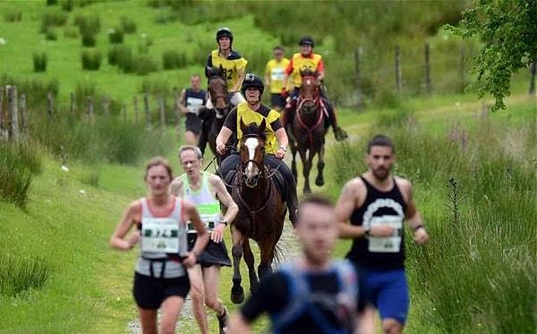 1. Galler'de her yıl düzenlenen bir maratonda insanlar ve atlar yarışıyor. Son 10 yılda insanlar iki kere kazandı!