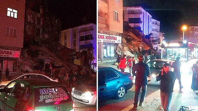Dün akşam saatlerinde merkez üssü Elazığ'ın Sivrice ilçesinde meydana gelen 6.5 büyüklüğündeki depremde birçok bina yıkıldı ve halk sokağa döküldü.