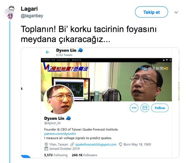 Twitter'da bulunan Lagari isimli kullanıcı, Dyson Lin isimli bu kişinin kocaman bir balon olduğunu ve korku tacirliği yaptığını işte böyle anlattı.