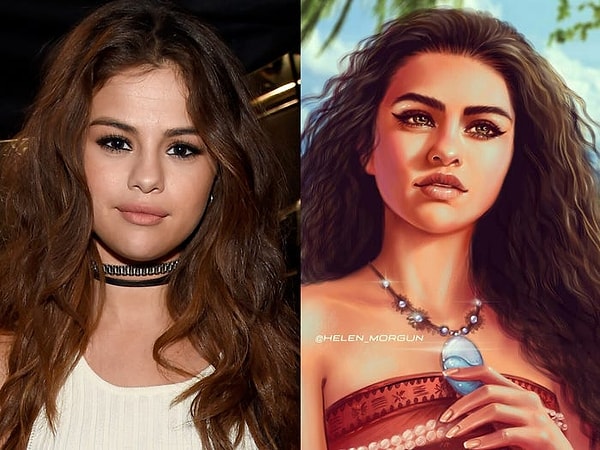 Волнистые волосы Селены Гомес на этой фотографии идеально подходят для персонажа "Моаны".