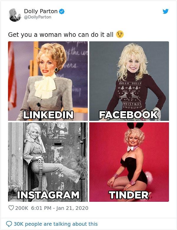1. İşte kuyuya taşı atan Dolly Parton'dan sosyal medyanın gerçekliğini gözler önüne seren eğlenceli paylaşımı!