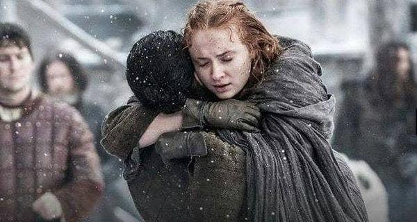 12. 'Game of Thrones'da, Sansa ve Jon'un tekrar bir araya gelmesi.