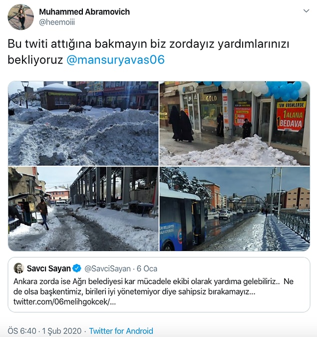 Ancak kar yağışının artmasıyla hayatın olumsuz yönde etkilendiği Ağrı'da bir vatandaş tam tersini düşünüyor!