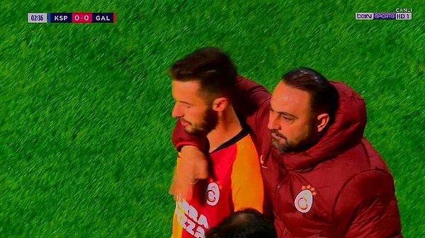 4. dakikada Galatasaray zorunlu oyuncu değişikliğini yaptı. Sakatlanan Saracchi çıktı ve yerine Martin Linnes girdi.