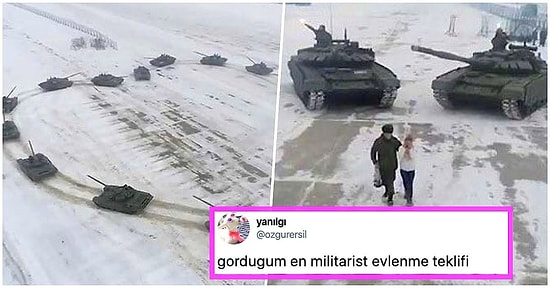 Var Bi' Hayalimiz! 16 Tank Kullanarak Oluşturduğu Kalp Şeklinin Ortasında Sevgilisine Evlenme Teklifi Eden Adam