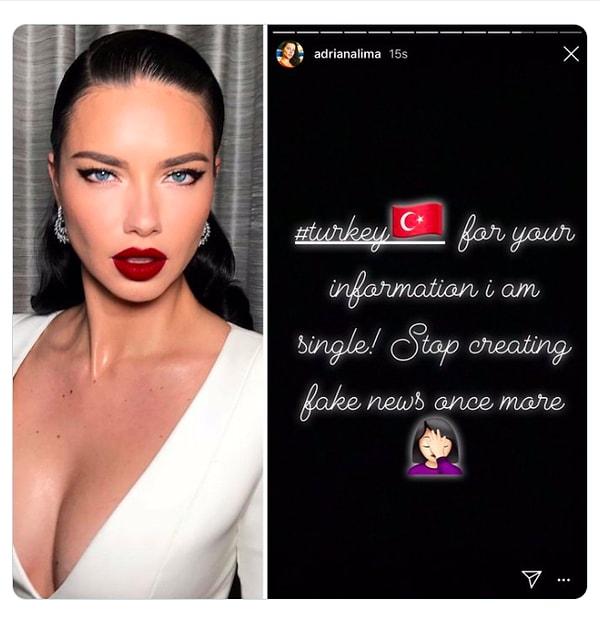 Instagram'dan Türkiye'ye seslenen Adriana Lima, yaptığı açıklamayla tüm iddiaları yalanladı. Yani şu an boşmuş. 😅
