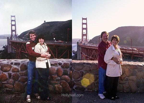 9. "1982 yılında balayını San Francisco'da geçiren ailemi, 32 yıllık aradan sonra aynı pozu vermeleri için San Francisco'ya götürdük."