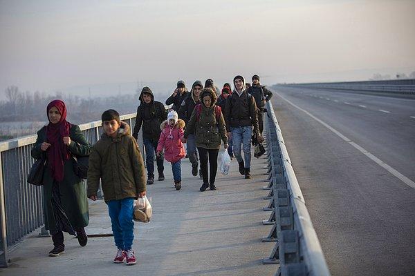 Sabahın ilk ışıklarıyla birlikte sınıra doğru yürüyen göçmenlerin fotoğrafları 📸