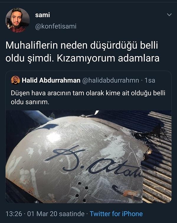 İnsansız hava aracının kime ait olduğu tartışılırken, sosyal medyadaki bazı kullanıcılar aracın üstündeki Atatürk imzası ile ilgili çirkin yorumlarda bulundular.