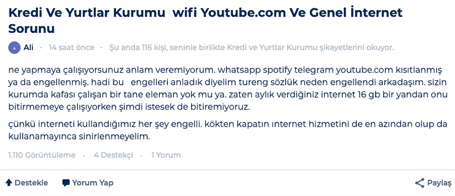 Kyk Yurtlarinda Engellenen Siteler Ve Wi Fi Sorunu Ogrencilerden Tepki Cekti Onedio Com