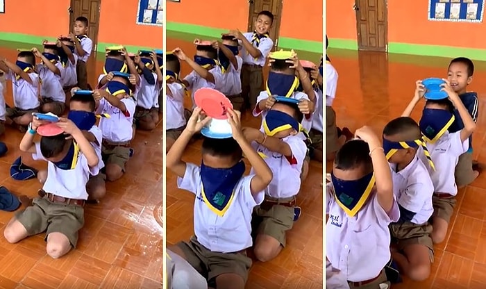 Gözleri Kapalı Bir Şekilde Oynadıkları Oyun ile Muhteşem Eğlenceli Anlar Yaşayan Çocuklar!