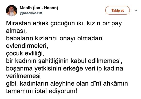 Hasan Mezarcı, şahsi Twitter hesabından sürekli güncelleme yapıyor bu arada. Mesela şöyle: