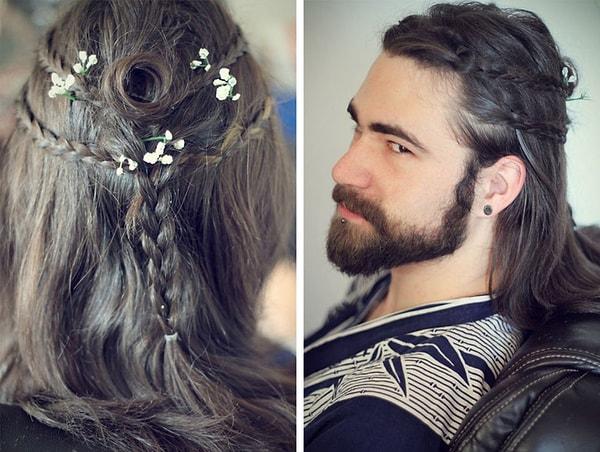 16. "Bu havalı saç tasarımını bugün internette gördüm. İlk olarak erkek arkadaşım üzerinde denemeye karar verdim."