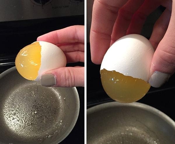 9. "Yumurtayı kırdım ancak kesesi bozulmadı."