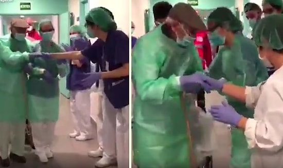 Koronavirüse Karşı Verdiği Savaşı Kazanan 93 Yaşındaki Adam Alkışlarla Uğurlandı