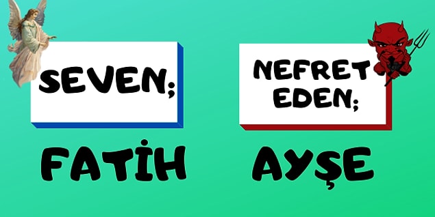 Seni seven ve nefret eden isimler;
