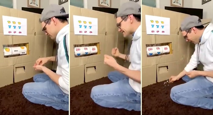 Karantina Günlerini Eğlenceli Hale Getirmek İçin Tuvalet Kağıtlarından Kendine Slot Makinesi Yapan Adam