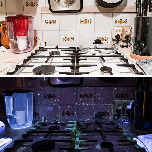 3. En temiz mutfağın bile kirli sırlarını ortaya çıkarıyor bu ışınlar!
