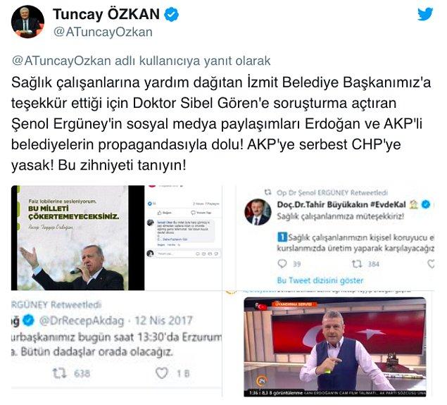 Tuncay Özkan: "Soruşturma açan müdürün hesabı AKP propagandası dolu"