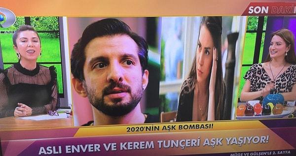 Kanal D'de yayınlanan 2. Sayfa programında Aslı Enver ve eski basketbolcu Kerem Tunçeri'nin aşk yaşadığı iddia edildi.