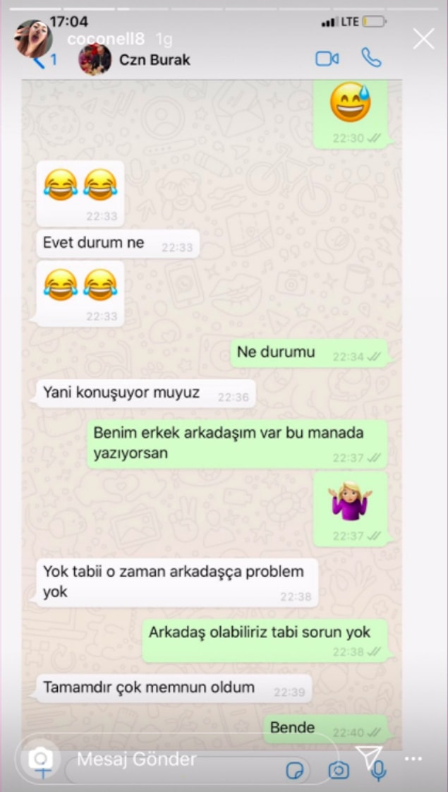 7. CZN Burak'ın, TikTok fenomeni bir kadına tanışmak için mesaj atması ama daha sonra geri çekilmesi diğerlerinin yanında epey bir usturuplu.