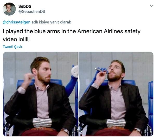 13. "American Airlenes'ın videosundaki mavi kolları oynadım."