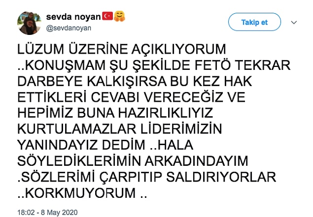Sevda Noyan, tartışma yaratan sözlerinin arkasında durdu ve son olarak şöyle bir tweet attı.