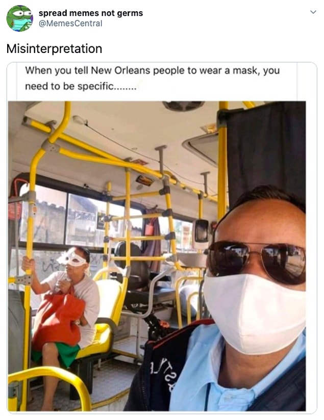 5. Maske olayını çok yanlış anlamış. 😅