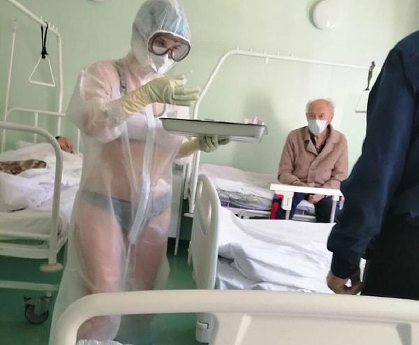 Tula şehrindeki hastanede çalışan kadın için, bir hasta tarafından çekilen fotoğrafının viral olmasının ardından soruşturma başlatıldı.