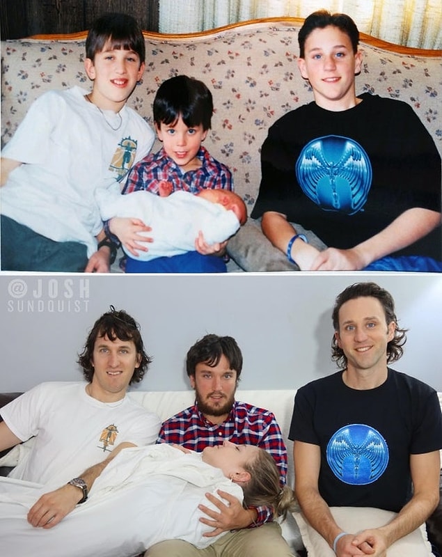 7. "Kız kardeşimle birkaç eski fotoğrafı yeniden canlandırdık. Bu kesinlikle en iyisi. 1995 ve 2015."