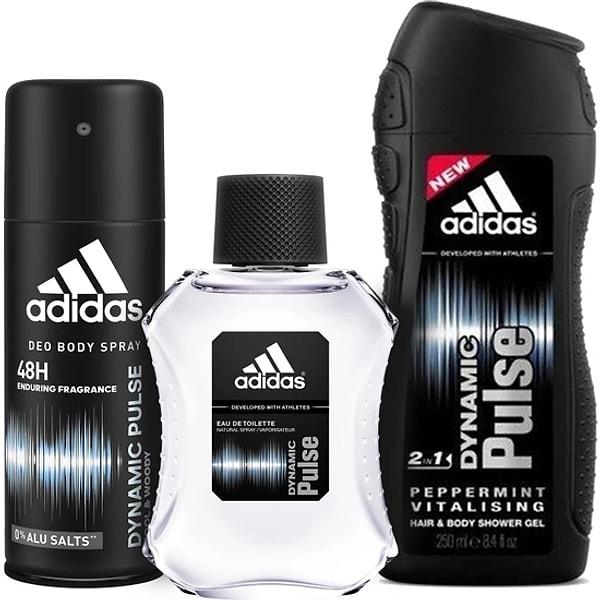 11. Adidas Dynamic Pulse Erkek Parfüm Edt 100 ml + Deodorant 150 ml + Duş Jeli 250Ml Set (+Siyah Çanta Hediyeli)
