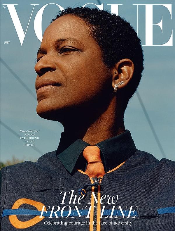 'Vogue'un Temmuz ayı kapağında ebe, vatman ve market çalışanı çalışanı olarak görev yapan 3 kadın yer alıyor.