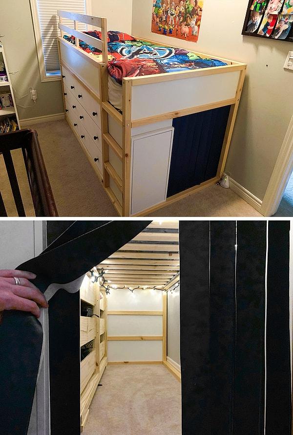 14. "IKEA'dan aldığımız üç farklı mobilyayla hem yatak, hem çamaşırlık hem de kale inşa ettim."