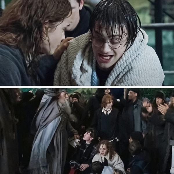 10. Hermione'nin donmak üzere olan Harry'e havlusunu verdiği sahnenin hemen sonrasında ikisini de ayrı havlularla görüyoruz.