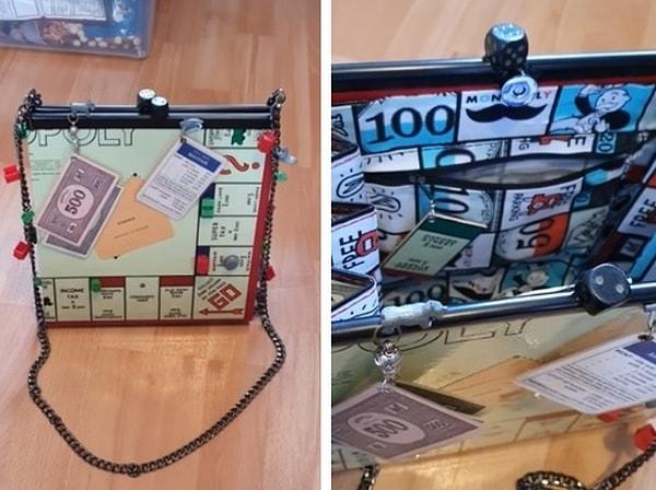 5. 1972 yılında üretilen Monopoly'yi eşi için çantaya dönüştüren bir beyefendi.
