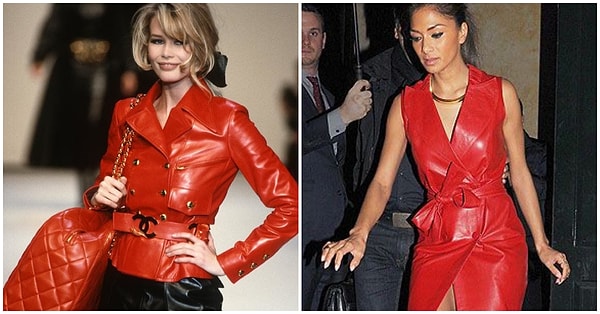 6. 2020'de deri kıyafetler yeniden popüler oldu. Ve bu trend hepimizin giymekten sıkıldığı deri pantolonlardan ibaret değil. Daha çok 'Matrix' teki gibi yağmurluklar, tişört, ceket ve elbiselerden oluşuyor. Cesur moda severler şimdiden baştan aşağı deri giyinmeye başladı bile.