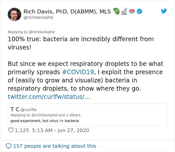 "Вы на 100% правы, что бактерии и вирус полностью отличаются друг от друга.”