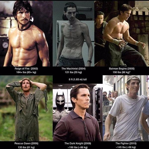 5. Dünyanın en fazla kilo alıp veren insanı olarak Christian Bale'i bu listeye almamazlık yapamazdık.