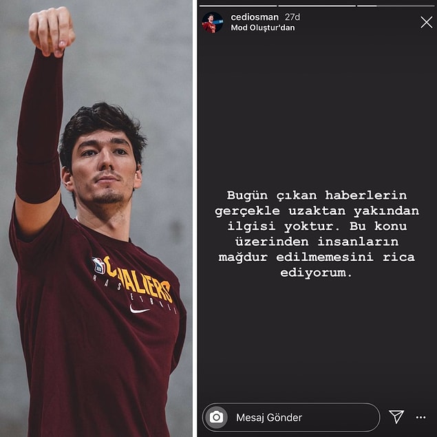 Bu çıkan haberlerin üstüne önce Cedi Osman,