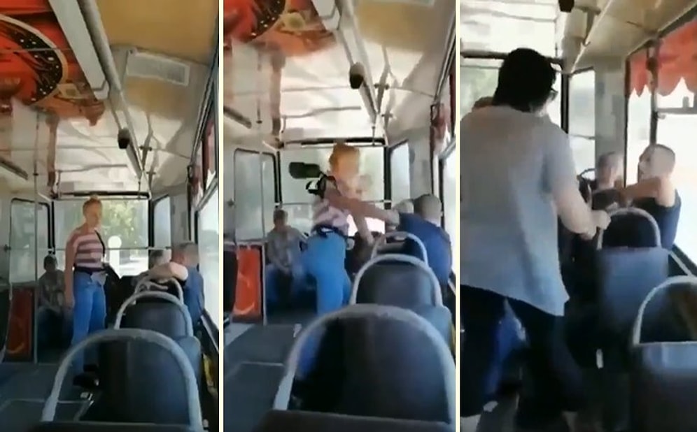 Otobüsteki Kadına Saldıran Erkeği El Birliğiyle Haşat Eden Kadınlar