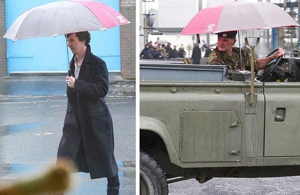 3. Sherlock ve perde arkasındaki tatlı mı tatlı şemsiyesi:😍