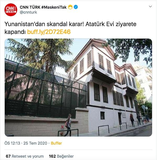 2. "Yunanistan'ın Atatürk'ün evini ziyarete kapattığı iddiası"