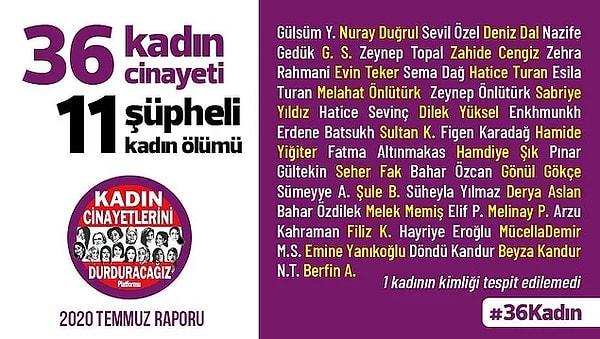 4. İstanbul Sözleşmesi tartışılmaya devam edilirken Temmuz ayında 36 kadının öldürülmesi...