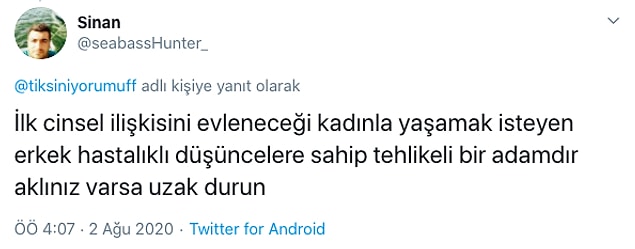 Aklı başında, olgun ve kendini bilen bireyler bekaret konusunun saçmalığından dem vurdular.