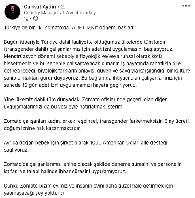 Cankut Aydın'ın yapmış olduğu açıklama: