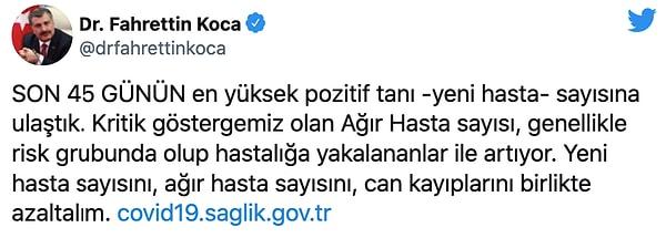 Bakan Koca Twitter mesajında ise şu ifadelere yer verdi: