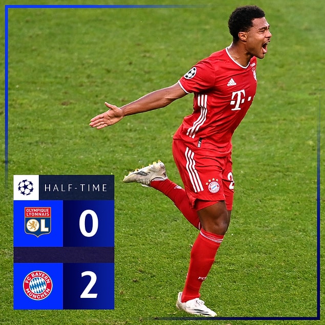Kalan dakikalarda başka gol olmayınca Bayern Münih, ilk 45 dakikayı 2-0 önde tamamladı.