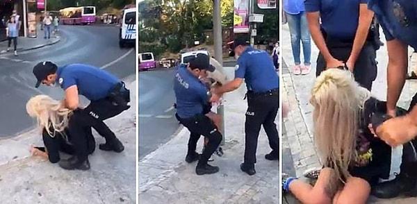 Kadıköy'de, maskesini yanlış bir şekilde taktığını söyledikleri kadını darp eden iki polis memuru görevden uzaklaştırıldı.