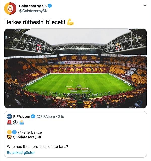 İnanılmaz bir etkileşim yaratan anket için Fenerbahçe ve Galatasaray'ın resmi Twitter hesaplarının yanı sıra, iki ekibin eski yıldız futbolcuları da anketi paylaşarak oylamaya renk kattı.